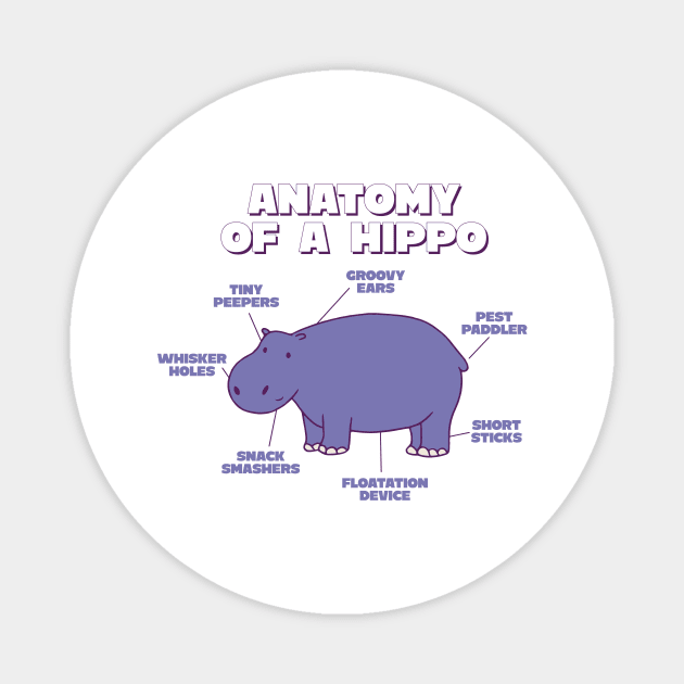 Anatomy Of A Hippo Sweet Hippo Explanation For Zoo Lovers Magnet by Artmoo